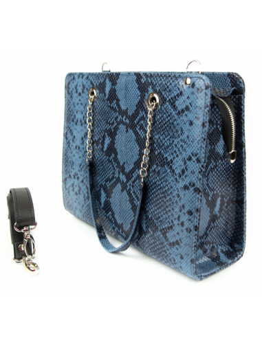 Torebka z oczkami - print wężowy jasny błękit