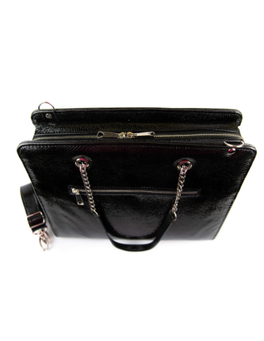 Torebka z oczkami - czarny lakierek