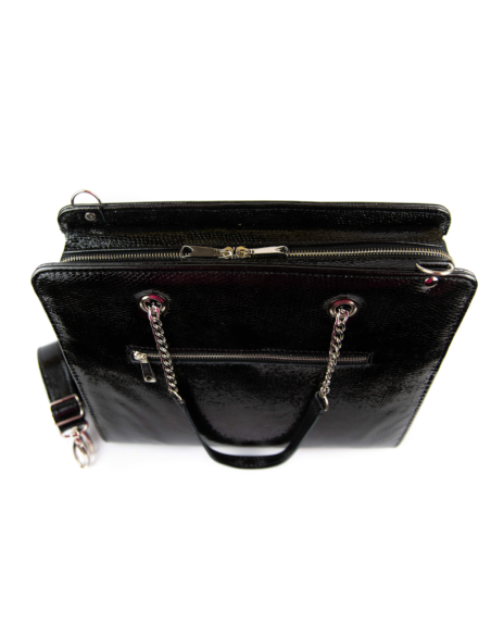 Torebka z oczkami - czarny lakierek