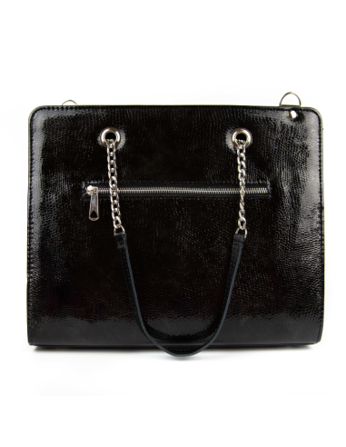 Torebka z oczkami - czarny lakierek