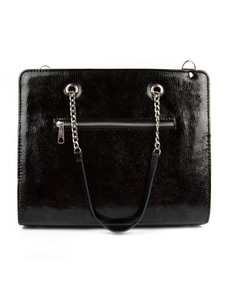 Torebka z oczkami - czarny lakierek