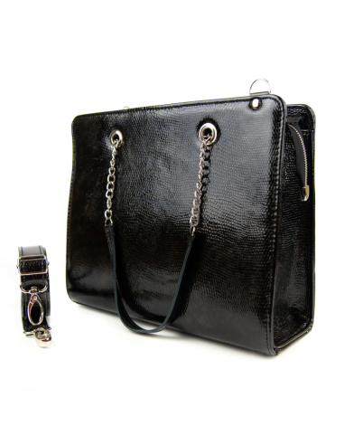 Torebka z oczkami - czarny lakierek