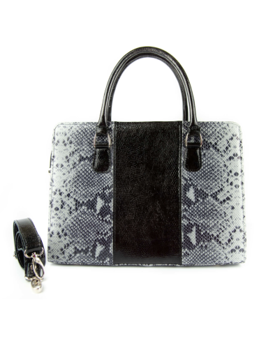 Torebka z 3 pasów - print wężowy błękit