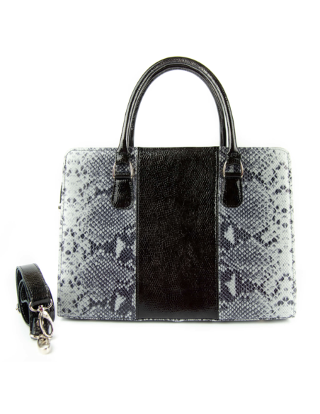 Torebka z 3 pasów - print wężowy błękit