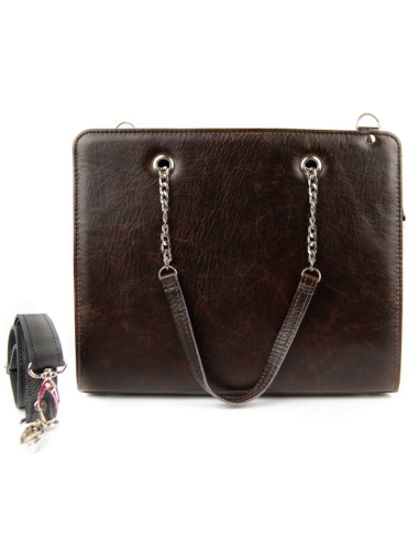 Torebka z oczkami - gnieciony brąz