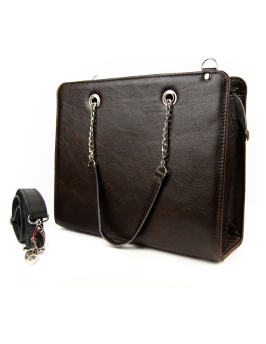 Torebka z oczkami - gnieciony brąz