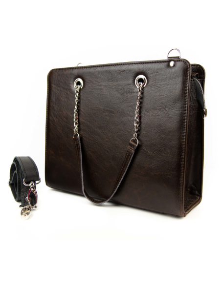 Torebka z oczkami - gnieciony brąz