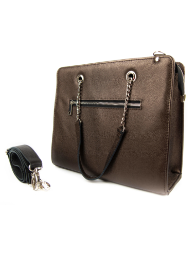 Shoper z łańcuszkiem - szampan brąz