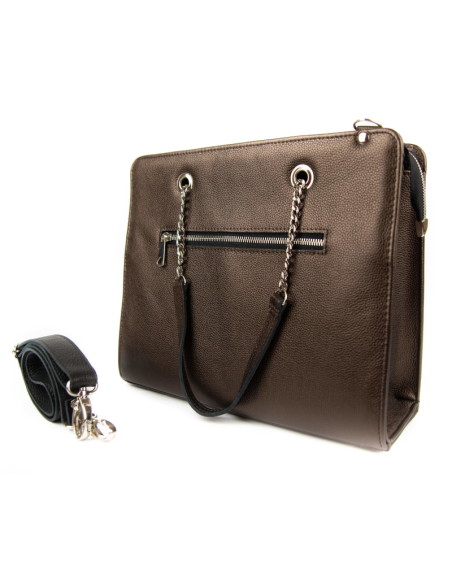 Shoper z łańcuszkiem - szampan brąz