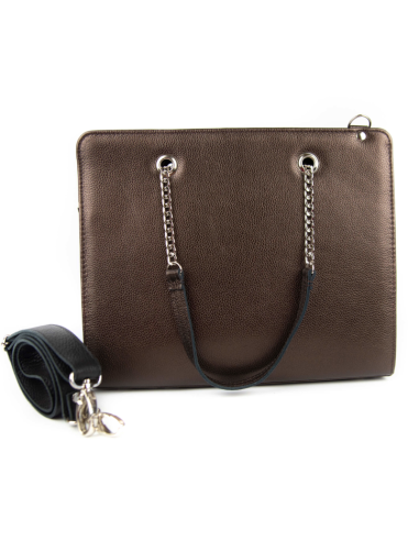 Shoper z łańcuszkiem - szampan brąz