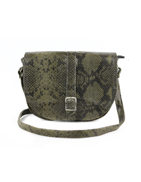 Torebka kopytko - print wężowy zielony