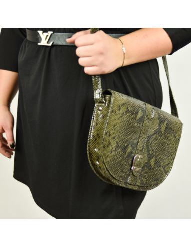 Torebka kopytko - print wężowy zielony