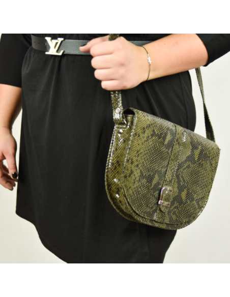 Torebka kopytko - print wężowy zielony