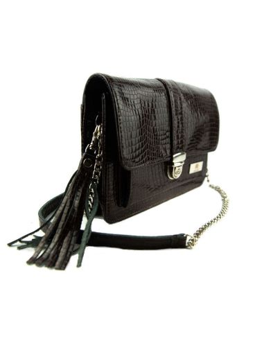 Torebka z klapką - croc bordo