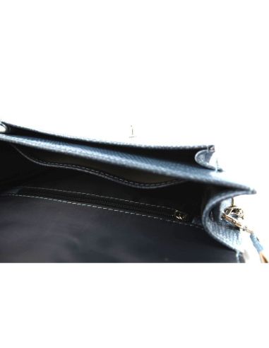 Torebka z klapką - print jaszczurka błękit