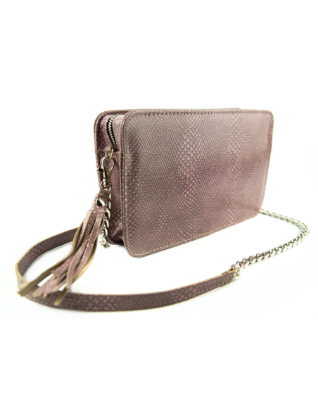 Torebka Marita - print jaszczurka róż