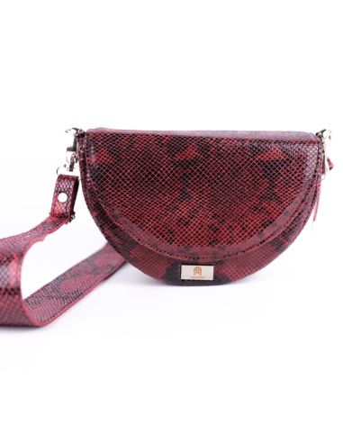 Torebka franczeska S - print wężowy malina