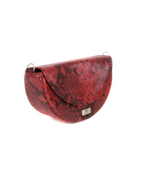 Torebka franczeska M - print wężowy malina