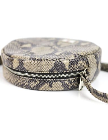 Torebka kółko - print wężowy siwy