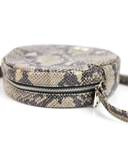 Torebka kółko - print wężowy siwy