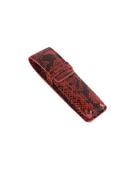 062 Piórnik mały twardy-print wężowy malina