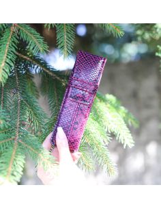 062 Piórnik mały twardy- print wężowy fiolet