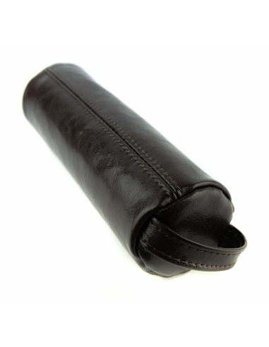 Piórnik okrągły na suwak - brąz Piórnik okrągły na suwak - brąz