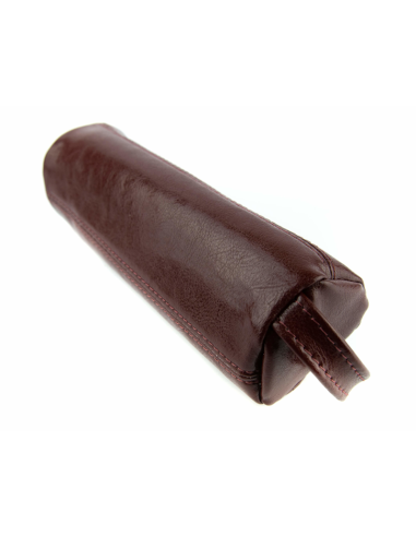 Piórnik okrągły na suwak - wiśniowy