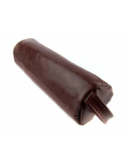 Piórnik okrągły na suwak - wiśniowy