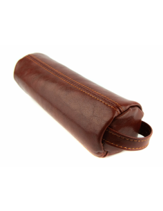 Piórnik okrągły na suwak - koniak 2