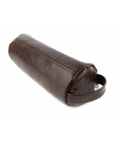 Piórnik okrągły na suwak - jasny brąz