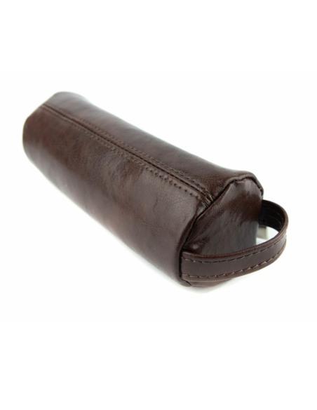 Piórnik okrągły na suwak - jasny brąz