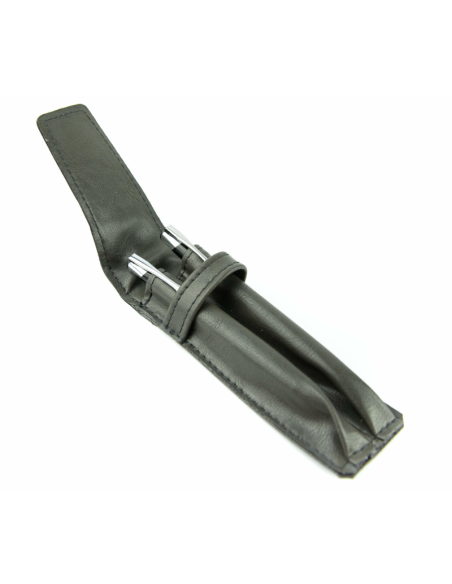 068 Piórnik skórzany 2-komorowy-szary