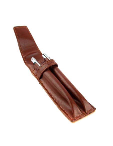 068 Piórnik skórzany 2-komorowy-koniak