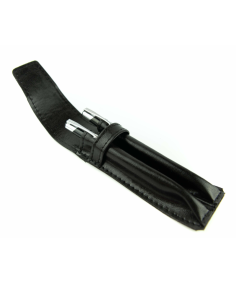 068 Piórnik skórzany 2-komorowy-czarny 2