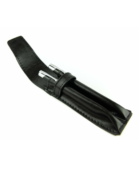 068 Piórnik skórzany 2-komorowy-czarny