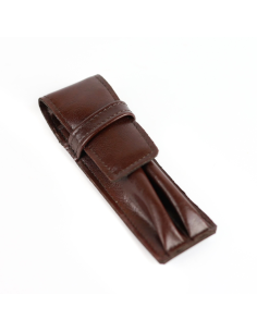 068 Piórnik skórzany 2-komorowy - jasny brąz