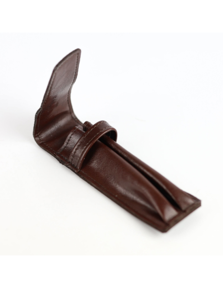 068 Piórnik skórzany 2-komorowy - jasny brąz