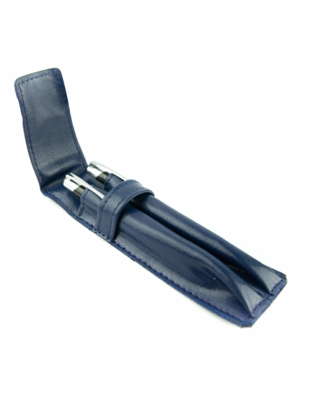 068 Piórnik skórzany 2-komorowy-granat