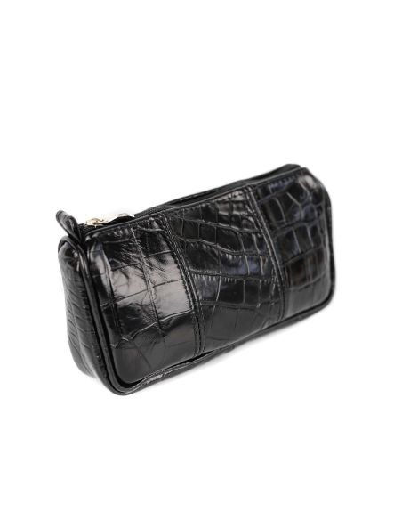 070-Piórnik kosmetyczka-czarny croc. duża łuska