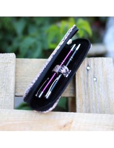 317 Piórnik owalny mały- print wężowy pudrowy róż