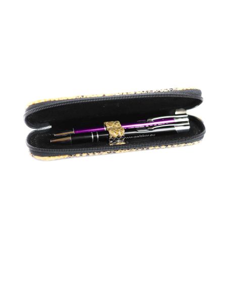 317 Piórnik owalny mały- print wężowy jasny brąz