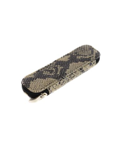 317 Piórnik owalny mały- print wężowy siwy