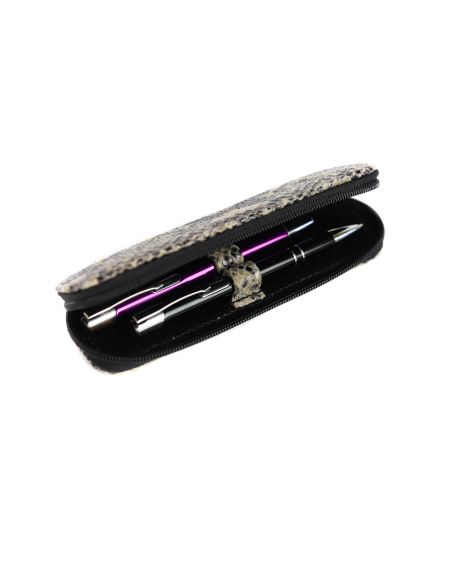 317 Piórnik owalny mały- print wężowy siwy