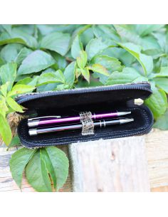 317 Piórnik owalny mały- print wężowy siwy