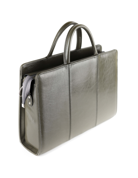 Damski skórzany kuferek mały - szary