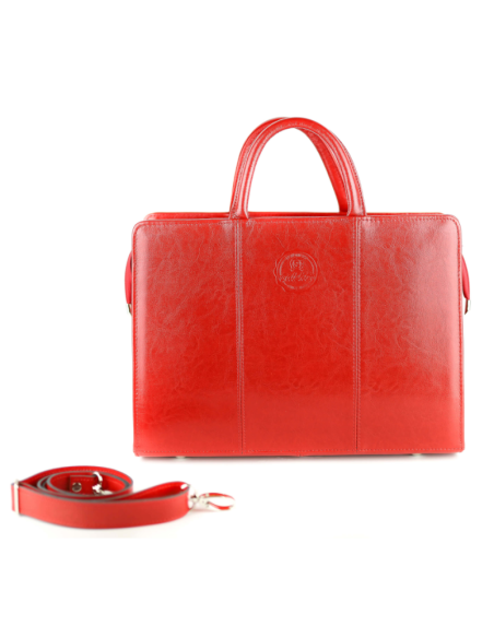 Damski skórzany kuferek mały - czerwony