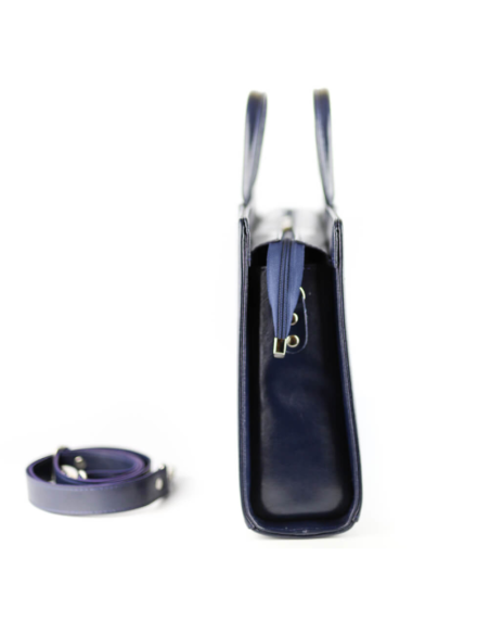 Damski skórzany kuferek mały - granat