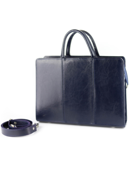 Damski skórzany kuferek mały - granat