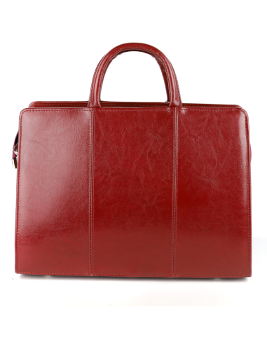 511 Damski skórzany kuferek duży - wiśnia